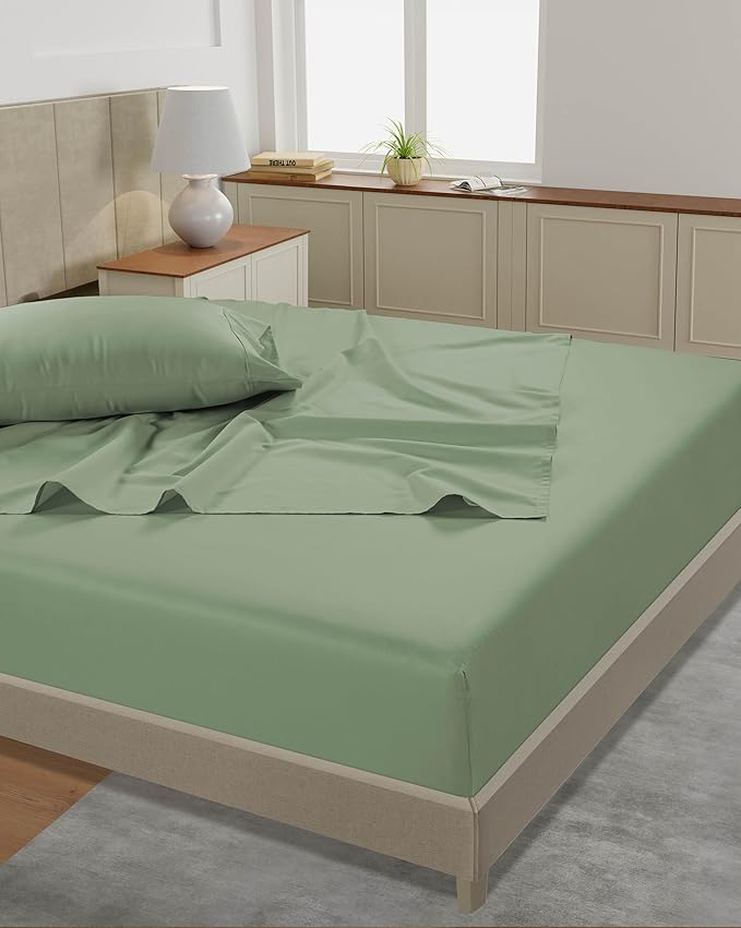 LANE LINEN California King Sheets - 4 Pc Cal King Sheets Set, 450 Thread Count 100% Cotton, Deep Pocket, Cooling, Hotel Luxury - Iceberg Green
