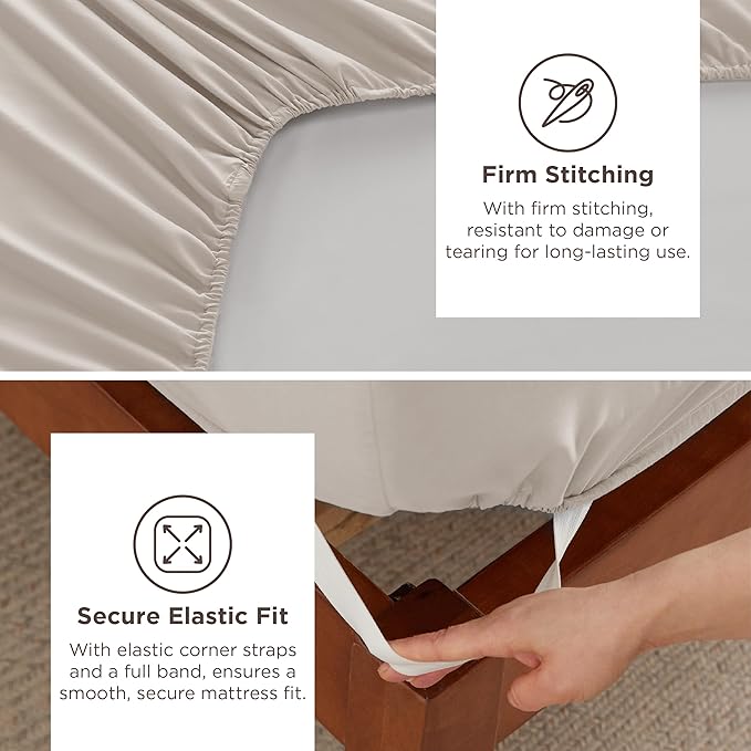 Bedsure Deep Pocket King Sheet Set - Fits Mattresses Up to 21 Inches Thick - 4 Piece GentleSoft Bed Sheets, Moisture Wicking, Soft & Cooling Bedsheet & Pillowcases, Easy & Secure Fit, Linen