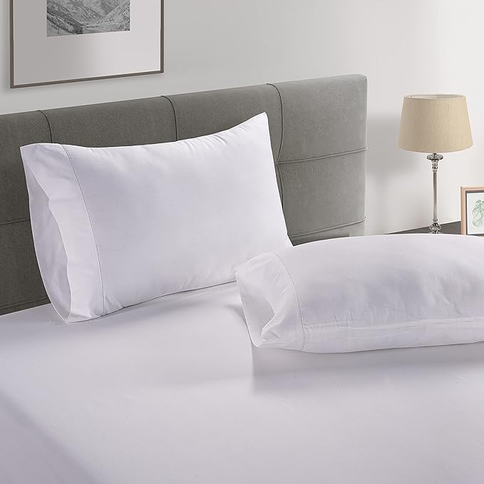 LANE LINEN 100% Organic Cotton Pure White Full Sheets Set, 4-Piece Pure Organic Cotton Long Staple Percale Weave Ultra Soft Best Bedding Sheets for Bed, Breathable, 15" Deep Pocket - White (2 Pack)
