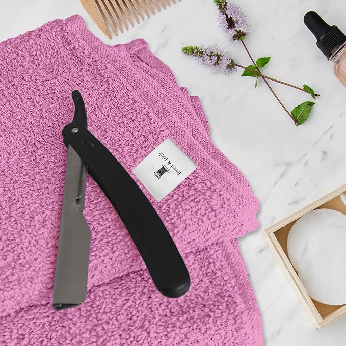 Reed&Pick Hand Towels (Pack of 24) Pink Economy Towels Salon Towels - 100% Cotton Spa Towel– 16 x 27 Inches Highly Absorbable, Facial, Gym, Hair Face Towels Bulk
