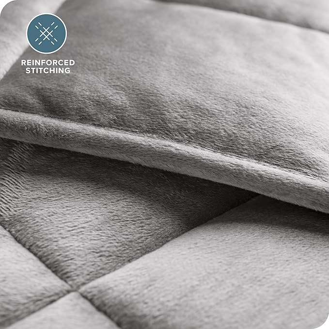 Bare Home Weighted Blanket King Size 25lb (80" x 87") for Adults - Minky Fleece - Premium Heavy Blanket Nontoxic Glass Beads (Light Grey, 80"x87")
