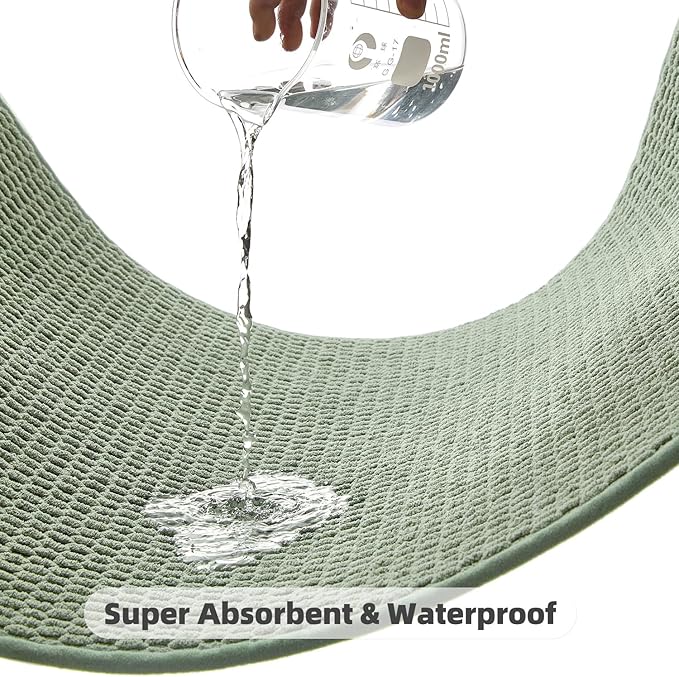 Bathroom Rugs Non Slip Washable, Super Absorbent Thin Bath Mat Small Quick Dry Low Pile Bathroom Rug, Sage Green 16"x24"