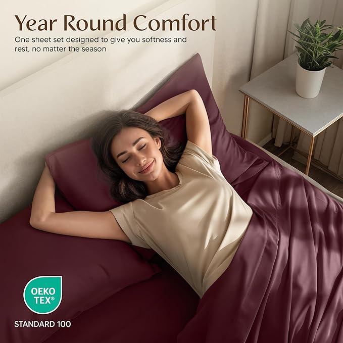 Utopia Bedding Queen Sheet Set – 4 Piece Bed Sheets for Queen Size Bed, Soft and Breathable Microfiber, Includes 1 Fitted Sheet, 1 Flat Sheet and 2 Pillowcases (Burgundy)