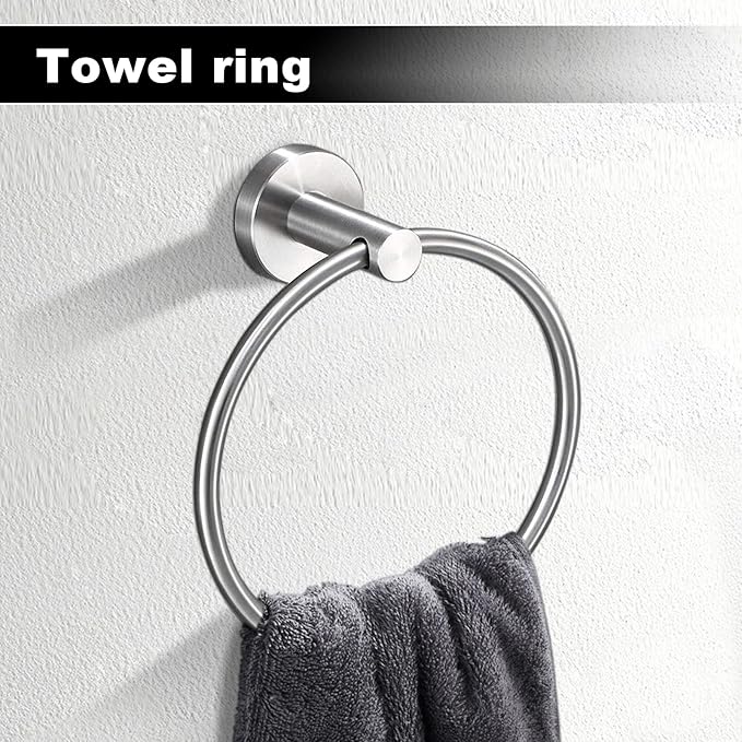 8 Pieces Bathroom Towel Rack Set, Includes 2PCS 23.6 inch Towel bar, 2PCS Towel Hook, 2 PCS Towel Ring, 2PCS Toilet Paper Holder-Matte Black Bathroom Accessories Sets