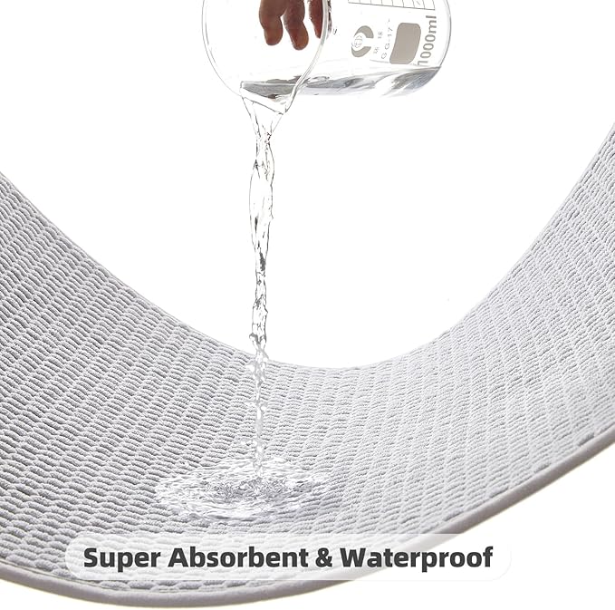 Small Bathroom Rugs, Non Slip Washable Bath Rugs Super Absorbent Bathroom Rug Thin Quick Dry Low Pile Bath Mats, Light Grey 12"x12"