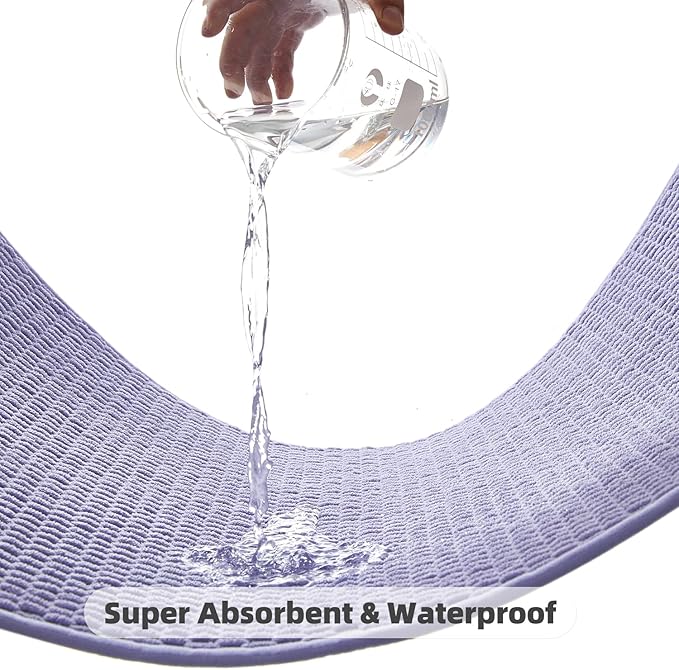 Bathroom Rugs Non Slip Washable, Super Absorbent Thin Bath Mat Quick Dry Low Pile Bathroom Rug, Denim Blue 20"x48"