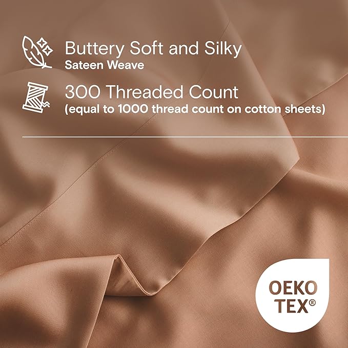 DOZ Duvet Cover Set, 100% Viscose derived from Bamboo, Organically Grown, Buttery Soft, Cooling Duvet Covers, High GSM, 1 Duvet Cover and 2 Pillowcases, 106"x90" (Clay, King/Cal King)