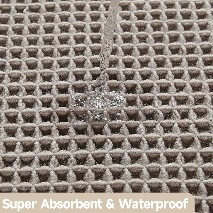 Waffle Bath Mat, Boho Bathroom Rugs Non Slip Washable Super Absorbent Quick Dry Bath Mat Farmhouse Bathroom Decor, 36"x24" Light Grey