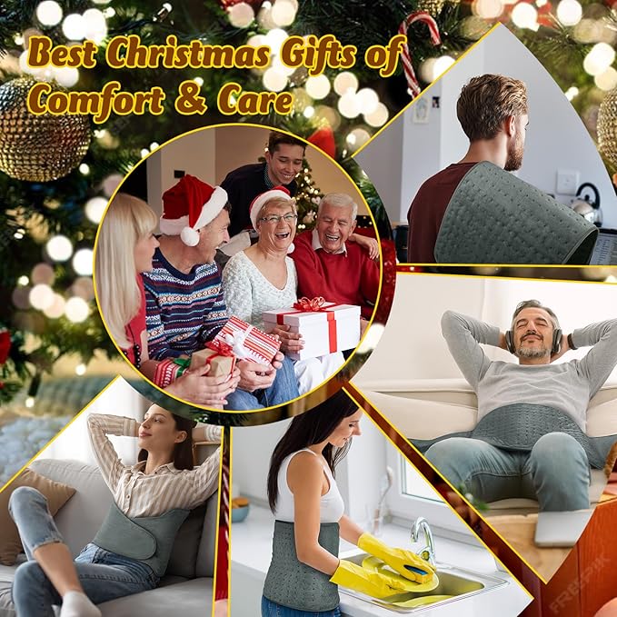 Heating Pad for Back Pain Relief, Wrap Around Heating Pad for Period Cramps, Large Moist Heat Pad for Full Body, Christmas Gifts for Women Men Mom Dad Lady Seniors, Stocking Stuffers for Adults