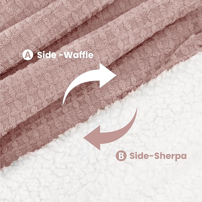 Heated Blanket Electric Blanket Full Waffle,72x84 Inches Sherpa Fleece Fast Heating Blanket 6 Heating Levels & 10 Hours Auto Off ETL Certification,Pink Full