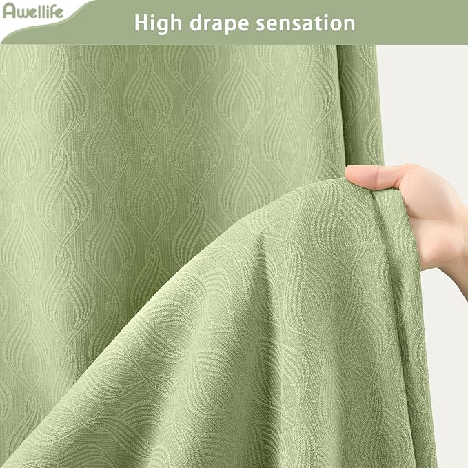 Awellife Modern Farmhouse Shower Curtains Sage Green for Bathroom Fabric Cotton Touch Bohemian Geometric Boho Minimalist Arch 72" L X 72" W