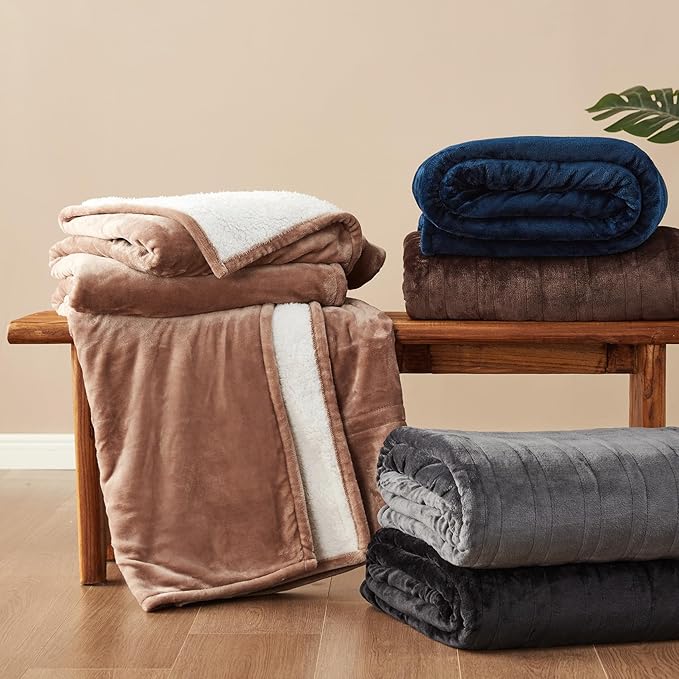 EHEYCIGA Heated Electric Blanket King Size - 9 Heating Levels, 10 Hours Auto Off, Soft Cozy Sherpa Washable Dual Control With Fast Heating, 90 x 100 Inches