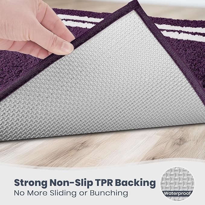 PURRUGS Bathroom Rug Non-Slip Machine Washable 30" x 46", Super Absorbent and Quick Dry Shaggy Microfiber Bath Mat, Extra Soft and Plush Bath Rug for Bathtub, Shower and Sink, Purple