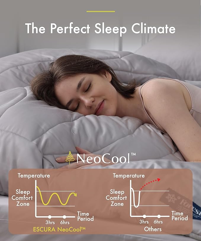 ESCURA Tw® Climate Control Comforter, King/Cali King, German Patented PCM Down Alternative All-Season Design for Hot Sleepers & Night Sweats, Bamboo Lightweight Breathable Hypoallergenic Blanket