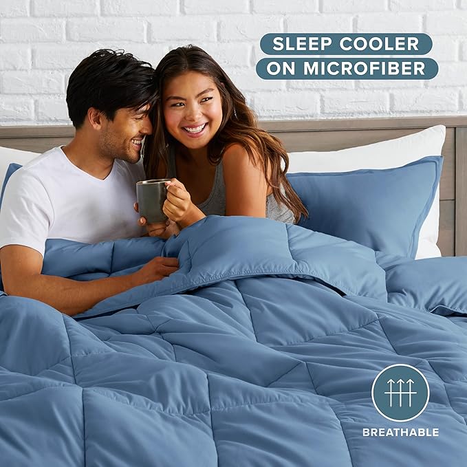 Bare Home Comforter Set - King/California King Size - Ultra-Soft - Goose Down Alternative - Premium 1800 Series - All Season Warmth (King/Cal King, Coronet Blue)