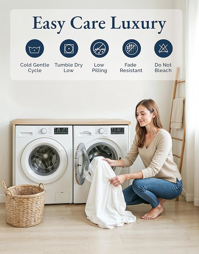 LANE LINEN Eco Friendly 100% Organic Cotton Bed Sheets Queen Size, Soft & Comfy Naturally Cooling Percale Weave, Low Pill Fade Resistanct Breathable 15" Deep Pocket Bedding- Cocoon