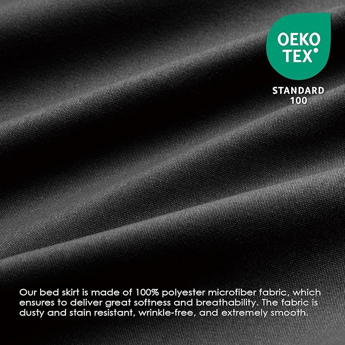 FreshCulture Queen Bed Skirt, Elastic Wrap Around Bed Skirt Queen Size, Bed Skirts for Adjustable Bed, Easy Fit with 18 Inch Drop Length, Hotel Quality Dust Ruffle for Queen Bed (Black)