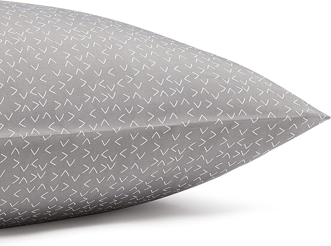 Amazon Basics Lightweight Super Soft Easy Care Microfiber 3-Piece Bed Sheet Set with 14” Deep Pockets, Twin, Gray Arrows-4 Pack, Printed