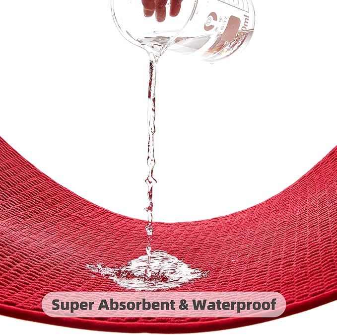 Large Christmas Bathroom Rugs Non Slip Washable Bath Rugs Super Absorbent Bathroom Rug Thin Quick Dry Low Pile Bath Mats, Red 36"x60"