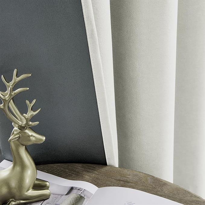 Joydeco Vanilla Grey Velvet Curtains 90 Inches 2 Panels, Luxury Thermal Insulated Soft Curtains for Bedroom & Living Room, Room Darkening Velvet Drapes, Rod Pocket (52W x 90L)