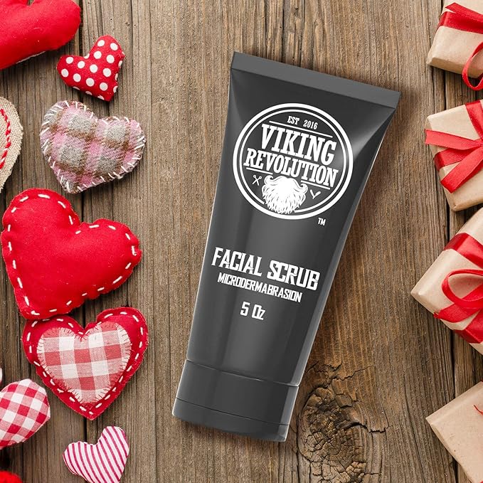 Viking Revolution Microdermabrasion Face Scrub for Men - Facial Cleanser for Skin Exfoliating, Deep Cleansing, Removing Blackheads, Acne, Ingrown Hairs - Men's Face Scrub for Pre-Shave (1 Pack)