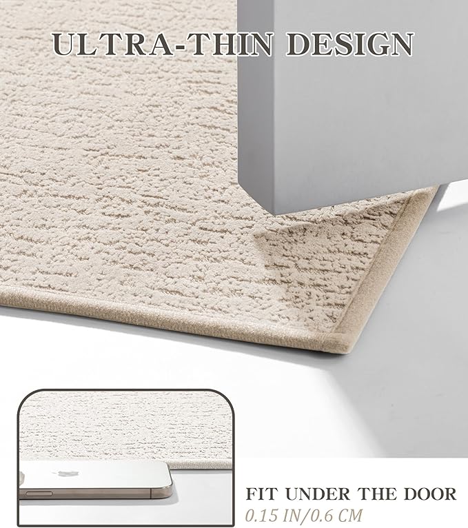 chakme Bathroom Rug Sets 2 Piece, Ultra Thin Bath Mat Quick Dry Bath Mat Set, Absorbent Bath Mats for Bathroom Non Slip Machine Washable, (Light Beige, 2 Piece)
