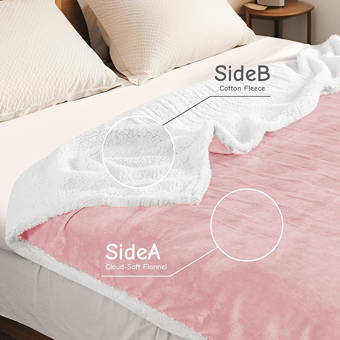 Electric Heated Blanket Twin Size 62"x84", Soft Flannel with Overheat Protection, 6 Adjustable Heat Settings & 10-Hour Auto-Off Timer, Fast Heating for Winter Comfort, Pink