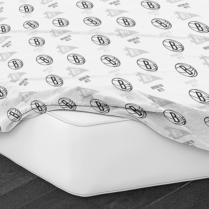 Northwest Officially Licensed Brooklyn Nets NBA Full Size Sheet Set – Soft Team Logo Bedding for Dorms, Bedrooms, Fan Caves & Game Day Style