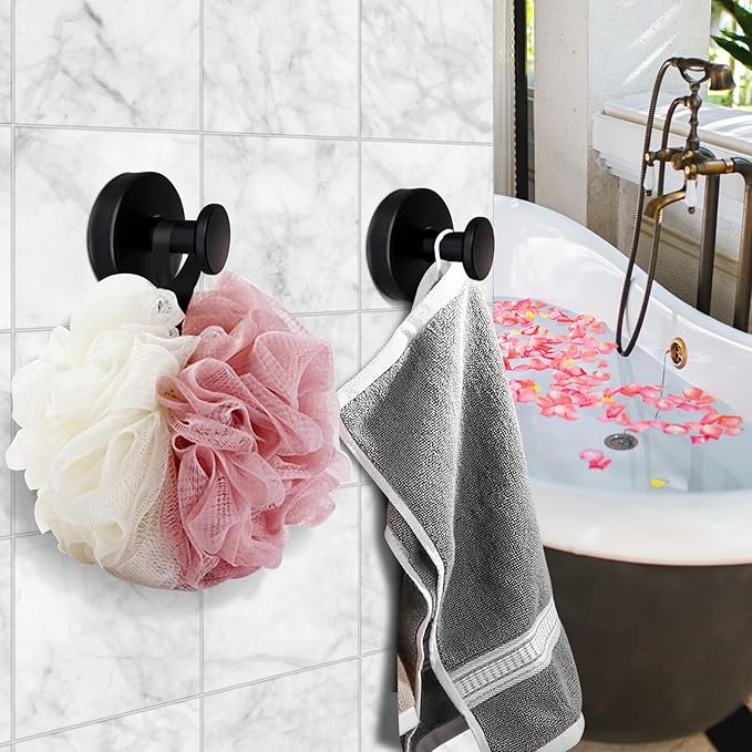 20 Pack Suction Cup Hooks for Shower, Suction Cup Towel Hooks for Bathrooms, Adhesive Wall Hook, SUS304 Waterproof Stainless Steel Hooks for Bathroom, Bedroom, Kitchen, Hotel and Office