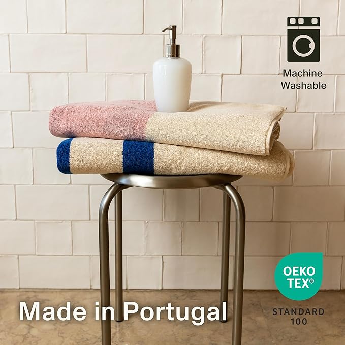 Towels - Ultra Soft, Thick and Plush, Reversible - 2 PC Luxury Bath Sheets (35"x 70"), 550 GSM,100% Combed Cotton, Made in Portugal, Perfect for Home and Bathroom, Calamine Sky-Janus