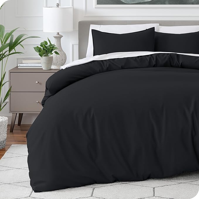 Bare Home Bedding Duvet Cover Queen Size - Premium 1800 Super Soft Collection - Lightweight, Cooling Duvet Cover - Soft Breathable Bedding (Queen, Black)