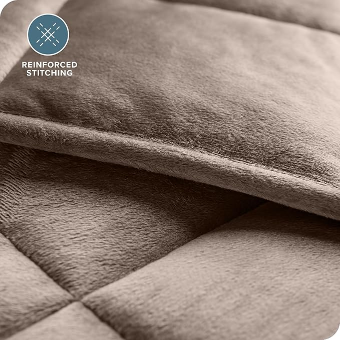 Bare Home Weighted Blanket Twin or Full Size 10lb (40" x 60") - Minky Fleece - Premium Heavy Blanket Nontoxic Glass Beads (Taupe, 40"x60")