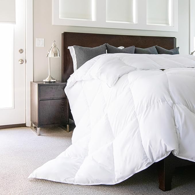 Gray Eagle Oversized King Comforter – Extra Large Synthetic Down Alternative Comforter – Ultra Soft Microfiber, All-Season, Lightweight & Fluffy – Hotel Quality, Machine Washable, White (120' x 98")