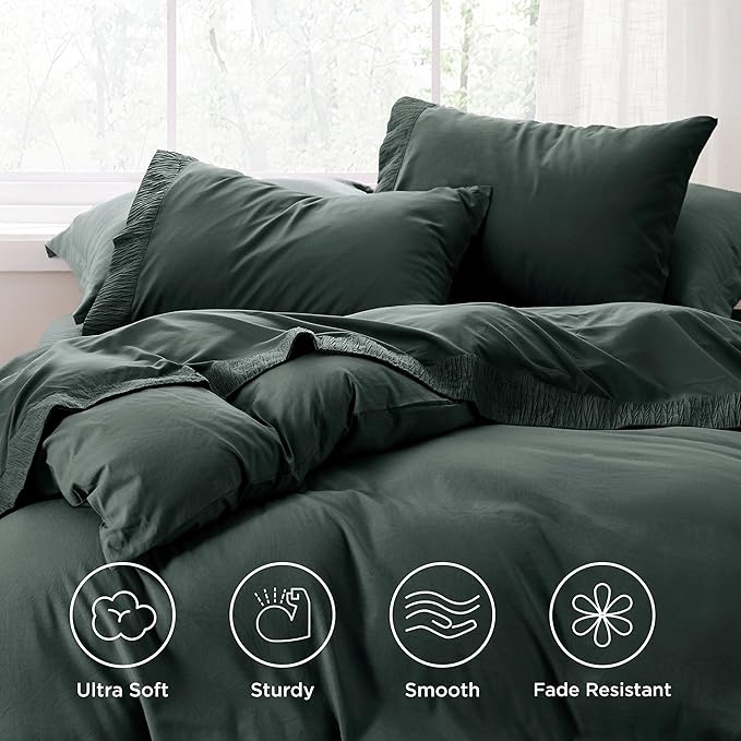 Bedsure Full Size Bed Sheets - 4 Pieces Soft Full Sheet Set - Breathable & Cooling - Hotel Luxury - Easy Care Polyester Microfiber Bedding for Women, Men, Forest Green