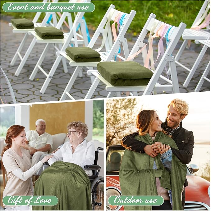 Tinideya 12 Pcs Flannel Fleece Throw Blanket Bulk 50 x 60 Inch Soft Fleece Blanket Warm Throw Blanket Coral Blankets for Couch Sofa Home Wedding Gifts Season (Army Green)