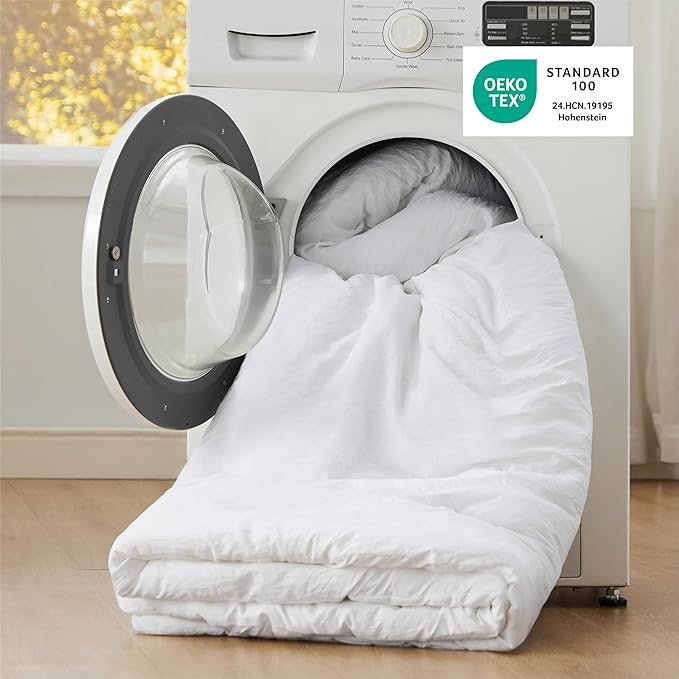 Bedsure Super King Plus Size Comforter Set, White Soft Prewashed Bedding for All Seasons, 3 Pieces GentleSoft™ Bed Set, 1 Lightweight Comforter (128"x120") and 2 Pillowcases (20"x36")