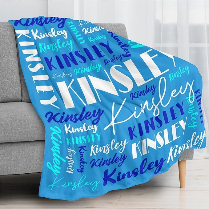 Name Blanket Personalized Blanket for Adult Kids Flannel Customize Throw Blanket Custom (Color 25, 50 x 60 Inches)