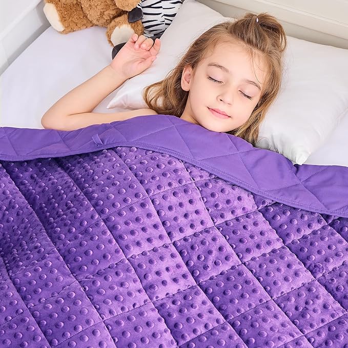 yescool Twin Size Purple Weighted Blanket for Adults 12 Pounds Cooling Weighted Heavy Blanket, Minky Throw Blankets Warm Weighted Comforter, Big Washable Thick Blankets Gift for 100-150lbs, 48 * 72in