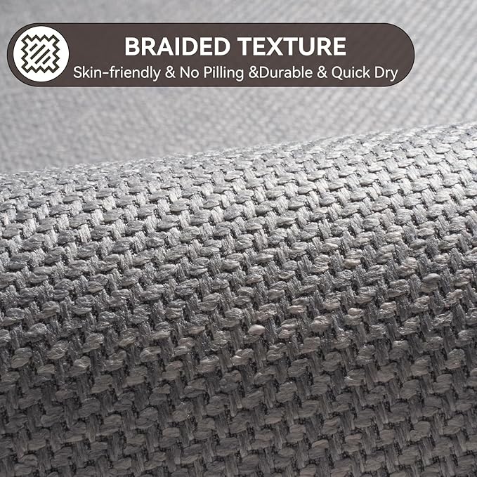 Half Circle Bath Mat,Thin Bathroom Rugs Fit Under Door Quick Dry Non Slip Washable Bathroom Mat with Rubber Backing,Absorbent Woven Half Round Shower Mat Rug,Gray Gray Brown