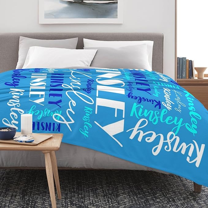 Name Blanket Personalized Blanket for Adult Kids Flannel Customize Throw Blanket Custom (Color 25, 30 x 40 Inches)