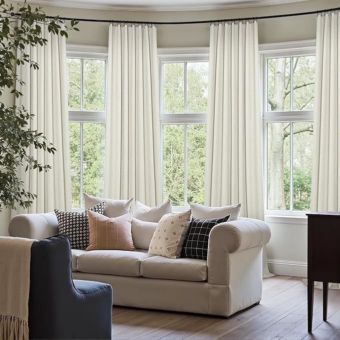 78 Inch Curtains 2 Panel for Bedroom Full Blackout Neutral Boho Window Drape Room Darkening Insulating Thermal Curtain for Winter Cold Weather Closet Curtain for Open Closet Door Sliding Back Cream