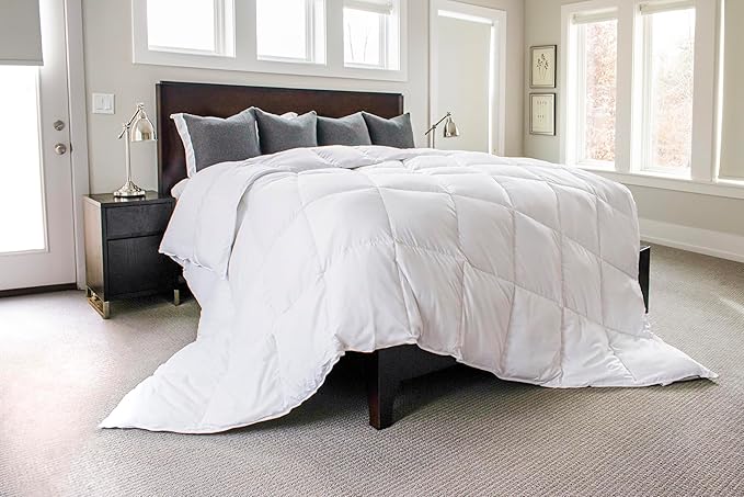 Gray Eagle Oversized Queen Comforter, White, All Season Down Alternative Comforter Queen, Extra Large Queen Comforter, Oversized Queen Duvet Insert, Fluffy Hotel Comforter, 104 x 98 inches
