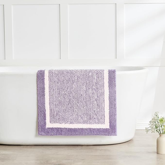 CozeCube Bath mats for Bathroom Non Slip, Fluffy Absorbent Microfiber Bath mat Washable, Aesthetic Bathroom Rugs, Long Purple Bath mat, Lavender, 47" x 24"