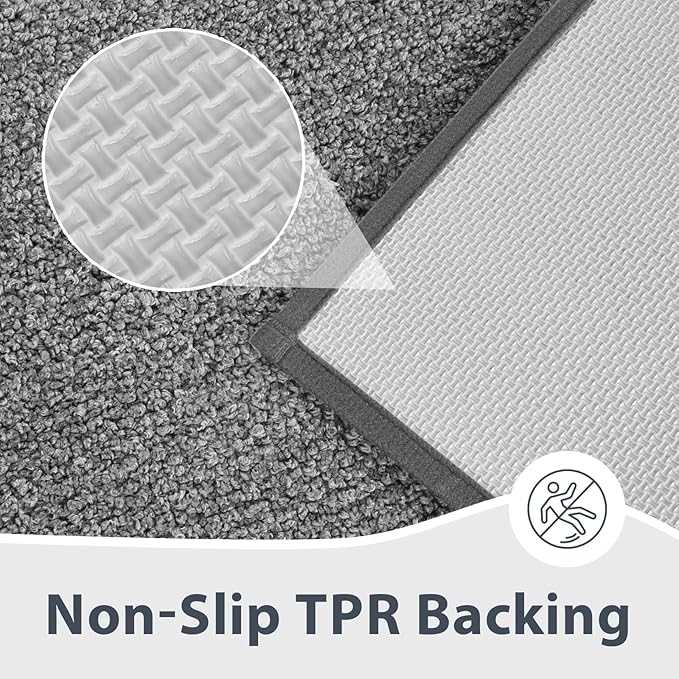 Bathroom Rugs 20" x 30", Non-Slip Extra Soft Absorbent Bath Rugs, Machine Washable Quick Dry Bath Mats for Bathroom Floor, Shower, Bathtub and Sink, Grey & Dark Grey