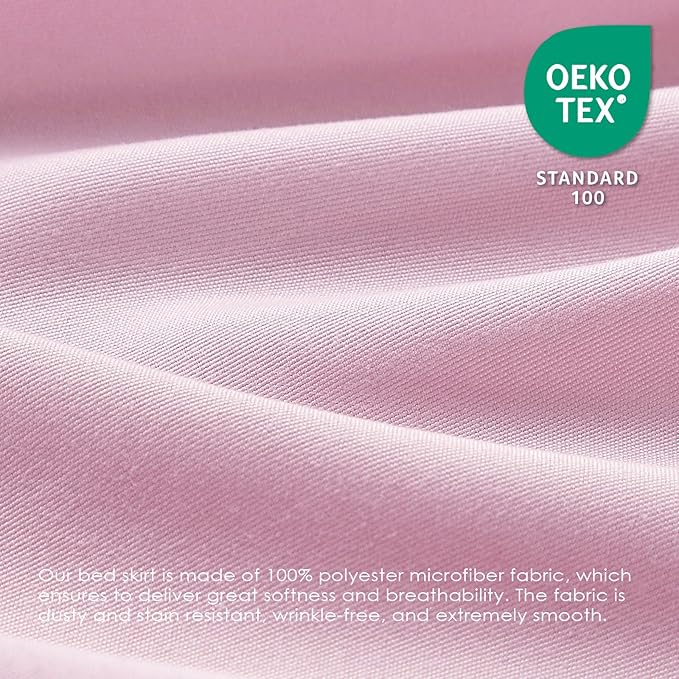 FreshCulture Queen Bed Skirt, Elastic Wrap Around Bed Skirt Queen Size, Bed Skirts for Adjustable Bed, Easy Fit with 22 Inch Drop Length, Hotel Quality Dust Ruffle for Queen Bed (Dusty Pink)