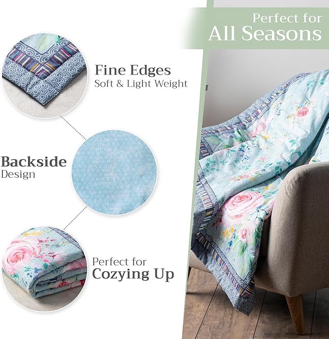 Maison d' Hermine Throw Blanket for Couch Lightweight Soft Warm Breathable Cotton Throw Blankets for Bed Girls Boys Women Men Gifts Sofa Travel Living Room Chair Bedding (60"x80", Sweet Rose Lavender)