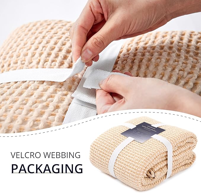 EGOHOME 100% Cotton Waffle Blanket Twin Size for Bed-Breathable and Lightweight,Soft Dual-Tone Textured Jacquard Waffle Weave Blankets for All Seasons,Banana Cream,60 x 80 Inches