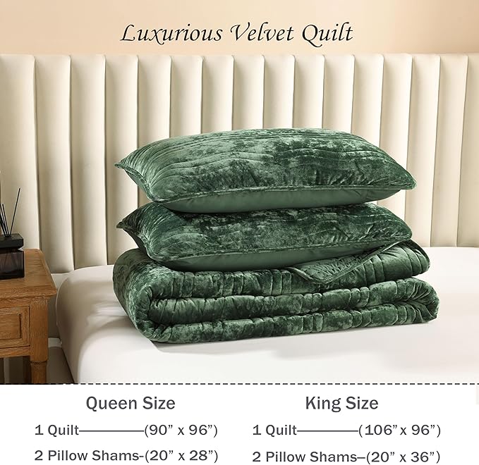 Luxury Velvet Queen Comforter Set, Green Queen Size Comforter Sets, Emerald Green Queen Quilt Bedding Set, Luxurious Plush Bedspreaqd Sets,Soft Lightweight Bedding for All Season