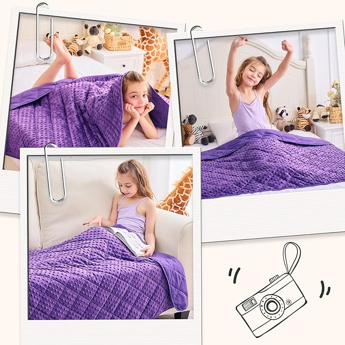yescool Purple Weighted Blanket 7 Pounds Twin Size Cooling Weighted Throw Blanket, Minky Heavy Blankets Warm Weighted Comforter, Big Washable Thick Blankets Gift for 60-90lbs, 40 * 60in