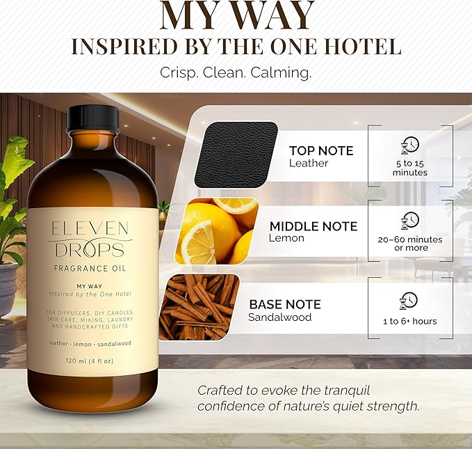 My Way Diffuser Oil - Premium Fragrance Oil Inspired by The One Hotel - Invigorating My Way Scent for Cold Air Diffusers, Home, Office, DIY Candles, Mixing, Lasting, Pet Friendly, 16oz